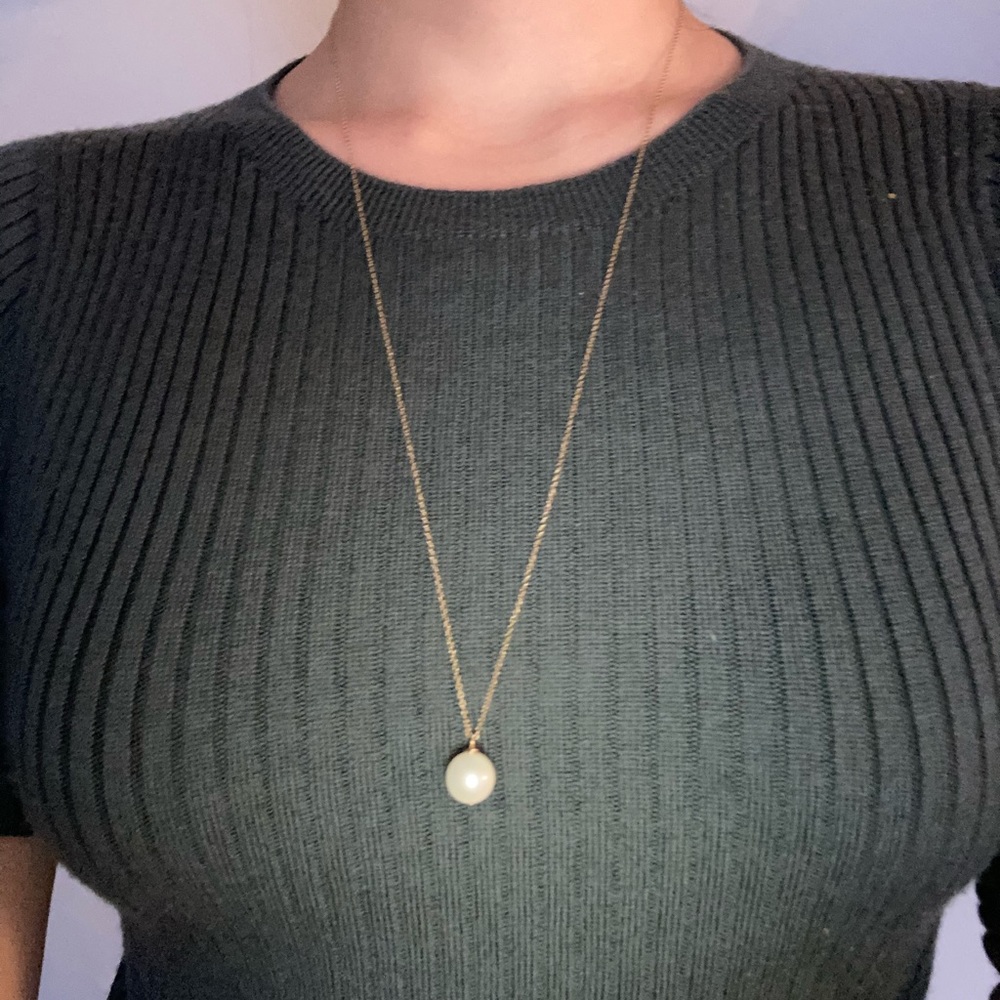 Natural pearl gold plated long necklace